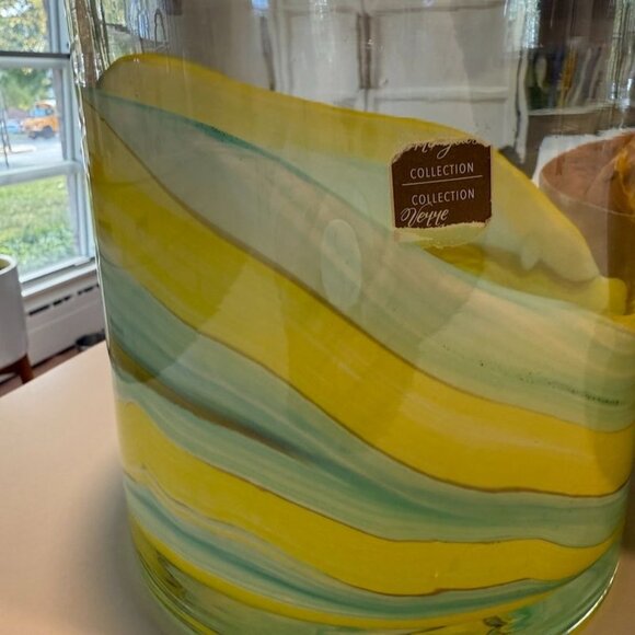 Pier One Vase Amber Swirl Art Glass Collection Italy Hand Blown Cut Bottom - Picture 4 of 10